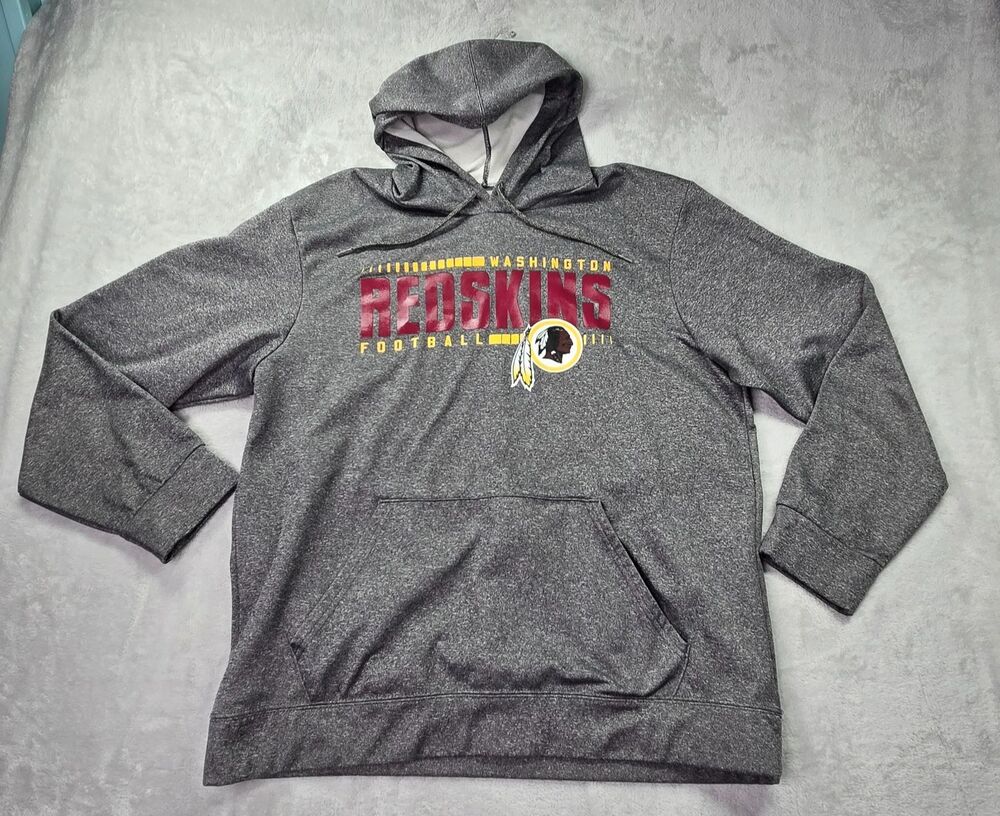 NFL Team Apparel Hoodie Men's L Washington Redskins Grey Football Sweatshirt